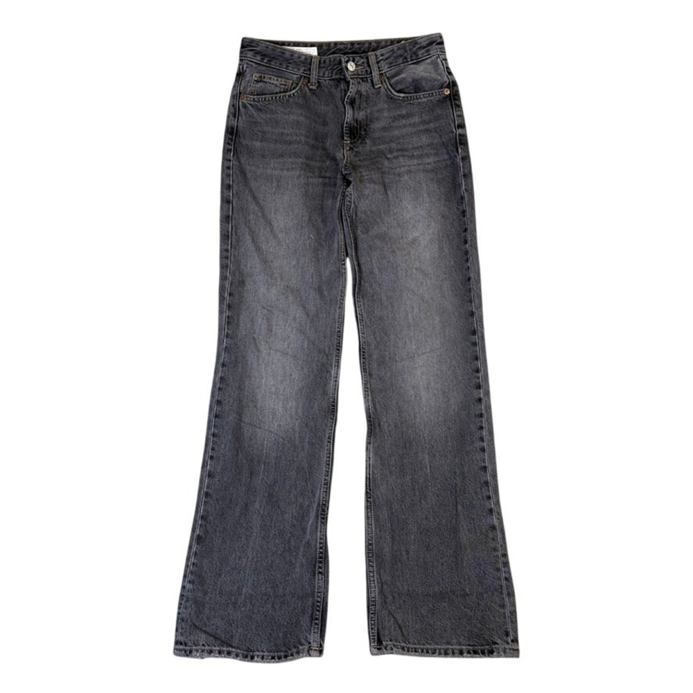Zara Women Faded Black Wide Leg High Rise Jeans Size 4 Cotton Lyocell Blend